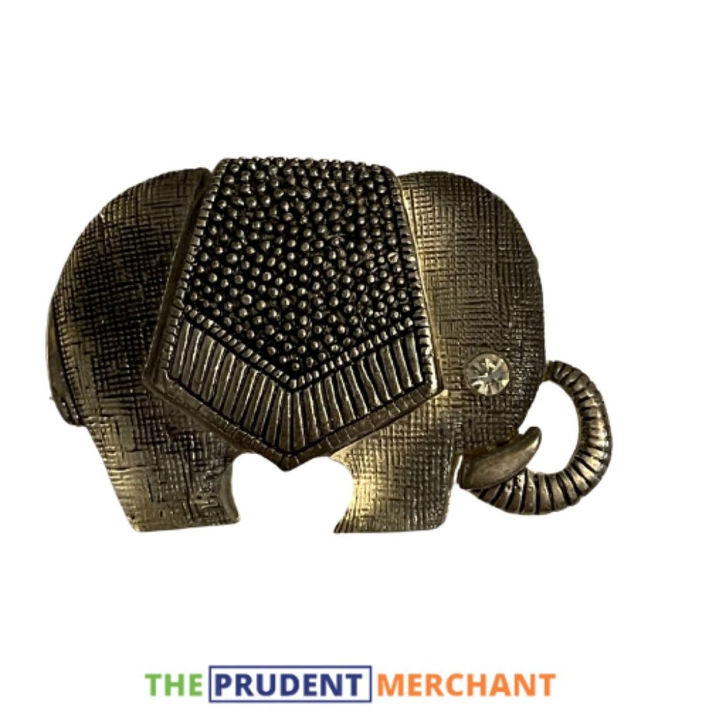 Women's Resin & Brass Tone Rhinestone Eye Textured Brooch Vintage